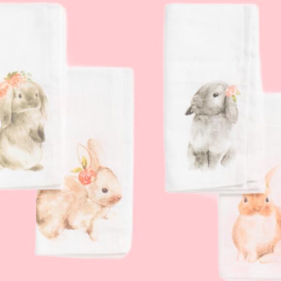 The Farmhouse Rachel Ashwell 4pk Cotton Napkins Bunny Cottage Chic - Picture 1 of 7
